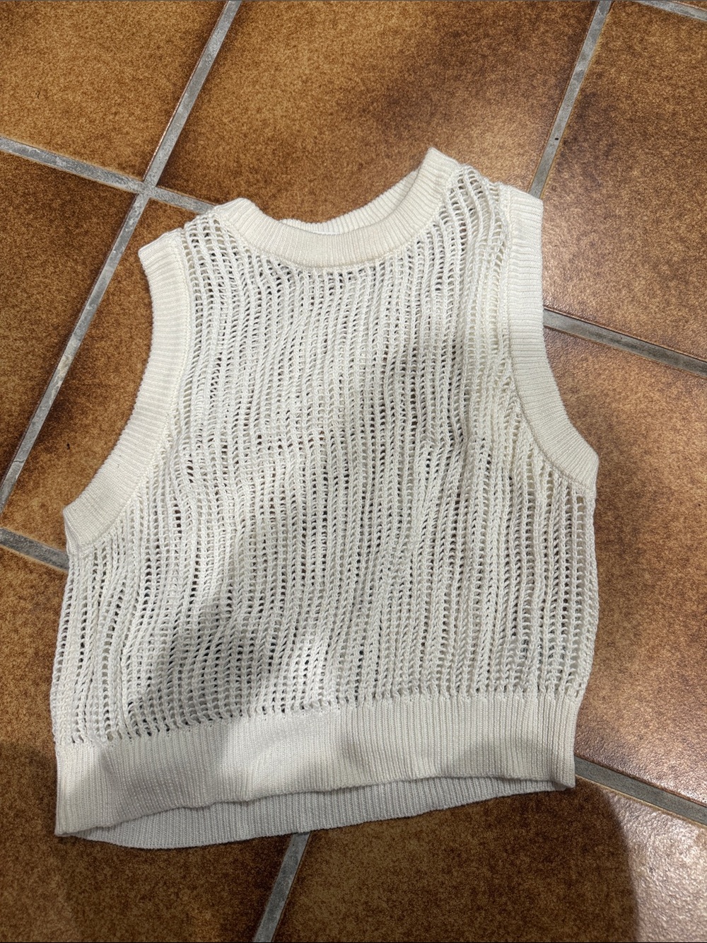 Double Zero Open-Knit Cream Sweater Vest